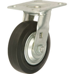 Global Industrial Heavy Duty Swivel Plate Caster 5"" Mold-on Rubber Wheel 350 lb
