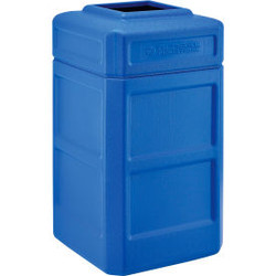 Global Industrial Square Plastic Waste Receptacle With Flat Lid 42 Gallon Blue