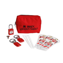 Brady Lockout Kit,2 Lockouts,5 Tags,Red 153668