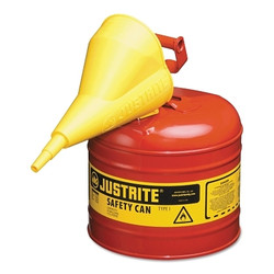 Type I Steel Safety Can, Flammables, 2 gal, Red, with Funnel