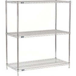 Nexel 3 Shelf Chrome Wire Shelving Unit Starter 60""W x 18""D x 54""H