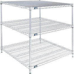 Nexel 3 Shelf Stainless Steel Wire Shelving Unit Starter 36""W x 36""D x 34""H