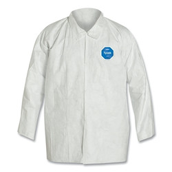 Tyvek 400 Front Snap Shirt with Collar and Open Wrists, Flashspun, White, Medium