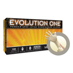 Evolution One EV-2050 Latex Exam Gloves, Large, Natural Rubber Latex
