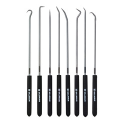 8-Pc Hook and Pick Set, High Carbon Steel, Rubber Handles, 9-3/4 in L, Nylon Pouch