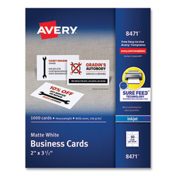 Avery® CARD,BUSINS,IJ,1000BX,WHT 08471