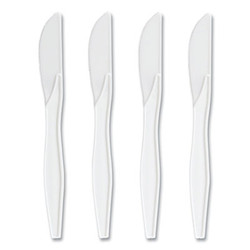 Perk™ Mediumweight Plastic Cutlery, Knife, White, 1,000/pack PK58699/PK56398