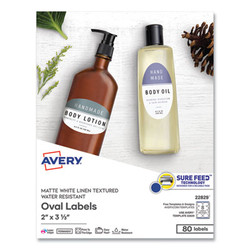 Avery® LABEL,OVAL,2X3.33,80PK,WH 22829