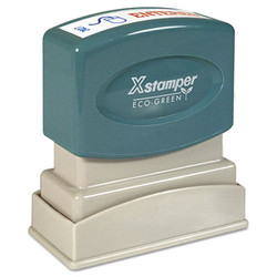 Xstamper® Two-Color Title Stamp, Entered, Blue/red 036031