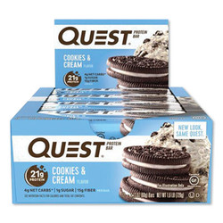 Quest® Protein Bars, Cookies And Cream, 2.12 Oz Bar, 12 Bars/box QUN00018