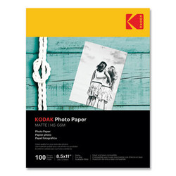 Kodak Photo Paper, 7.2 Mil, 8.5 X 11, Matte White, 100/pack 41184