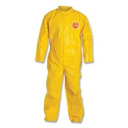Tychem 2000 Coverall, Bound Seams, Collar, Open Wrists and Ankles, Front Zipper, Storm Flap, Yellow, 4X-Large