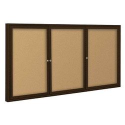 Mooreco Enclosed Bulletin Board,Coffee,3 Door  94PC2-I