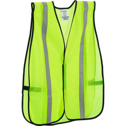 Global Industrial Hi-Vis Safety Vest 1"" Reflective Strips Mesh Lime One Size