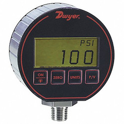Dwyer Instruments Digital Pressure Gauge,3" Dial Size,Blk DPG-105