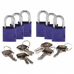 Brady Lockout Padlock,KD,Purple,1-7/16"H,PK6  133268