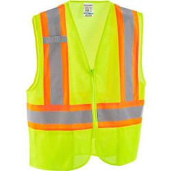 Global Industrial Class 2 Hi-Vis Safety Vest 2 Pockets Two-Tone Mesh Lime 4XL/5X