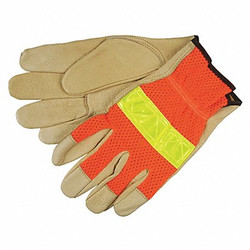 Mcr Safety Leather Gloves,Beige,L,PR 34111L