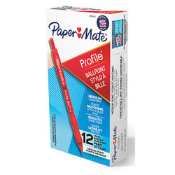 Paper Mate Ballpoint Pens,Textured,Plastic,Red,PK12 2095454