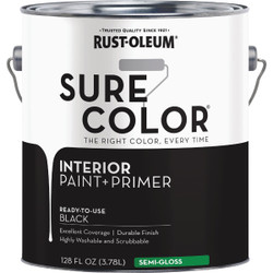 Rust-Oleum Sure Color Semi-Gloss Black Interior Wall Paint and Primer, Gallon