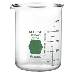 Kimble Chase Beaker,100 mL,70 mm H,50 mm Dia,PK12  14000G-100