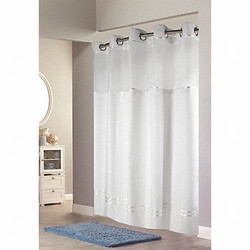 Hookless Shower Curtain,74 in L,71 in W,White  HBH40E257