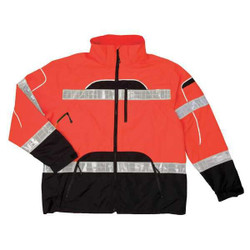 Kishigo Rain Jacket,Reflctv Piping,Orange,L-XL RWJ107-L-XL