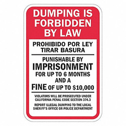 Lyle Reflective Dumping Sign,18x12in,Aluminum T1-1682-EG_12x18
