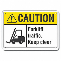 Lyle Rflctv Lift Truck Trfc Caut Sign,10x14in LCU3-0120-RA_14x10