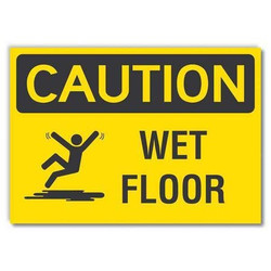 Lyle Wet Floor Caution Rflctv Label,7inx10in LCU3-0146-RD_10x7