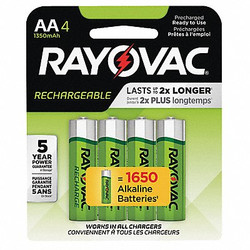 Rayovac Rechargeable Battery,AA,1.2VDC,PK4 LD7154