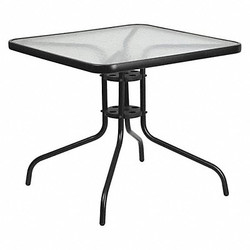Flash Furniture Glass Black Patio Table,Sqr,31.5" TLH-073A-2-GG