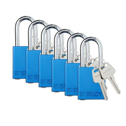 Brady Padlock,6 Pins,Blue,PK6  SDAL-BLU-38ST-KD6