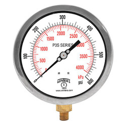 Winters Pressure Gauge,4-1/2" Dial Size,Black P3S6016