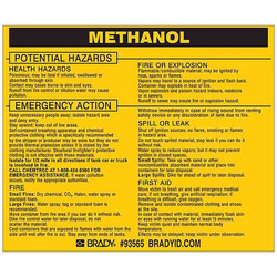 Brady Chemical Label,3-3/4inHx4-1/2inW,PK25 93565