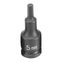 Grey Pneumatic Socket,5mm,3/8"D,Impact,Hex Male 1905M