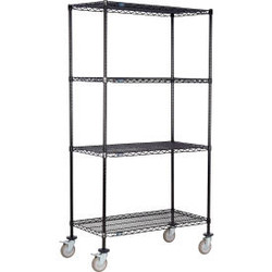 Nexel 4 Shelf Truck Black Epoxy 60""W x 21""D x 60""H Polyurethane Swivel Caster