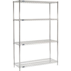 Nexel 4 Shelf Chrome ESD Wire Shelving Unit Starter 60""W x 12""D x 54""H