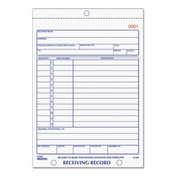 Rediform Receiving Record Book,5 9/16x7 15/16,3 2L260