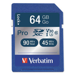 Verbatim Pro 600X SDXC Memory Card,UHSI V3,64GB 98670