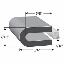 Trim-Lok Rubber Edging,7/16" H,25 ft L,3/4" W X2015-25