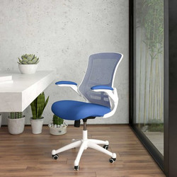 Flash Furniture Blue Mesh Mid-Back Desk Chair BL-X-5M-WH-BLUE-GG