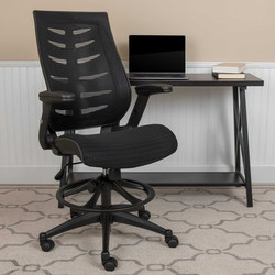 Flash Furniture Black Mesh Drafting Chair BL-ZP-809D-BK-GG