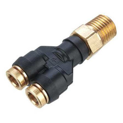 Parker Male Y Connector,1/4 in. Tube,1.96 in. L 368PTC-4-2