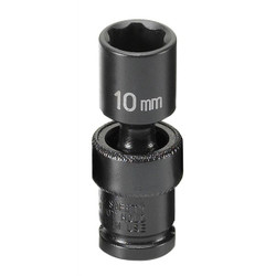 Grey Pneumatic Socket,10mm,1/4"D,Impact,Univ 6pt. 910UMS