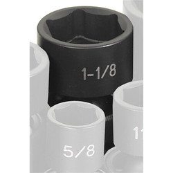 Grey Pneumatic Impact Socket,1-1/8",1/2"D,Univ 6pt. 2036U