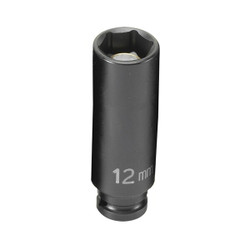 Grey Pneumatic Socket,12mm,1/4"D,Impact,6pt.,D M 912MDG