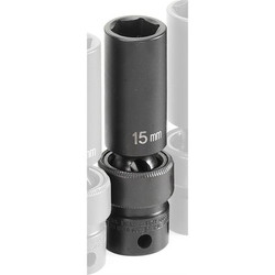 Grey Pneumatic Socket,15mm,3/8"D,Impact,Univ 6pt.,D 1015UMD