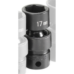 Grey Pneumatic Socket,17mm,3/8"D,Impact,Univ 6pt. 1017UM