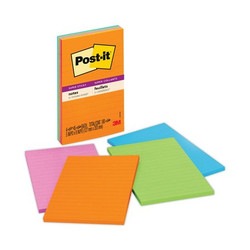 Post-It Note,Supr Sticky,5"X8",Assorted,PK4 5845-SSUC